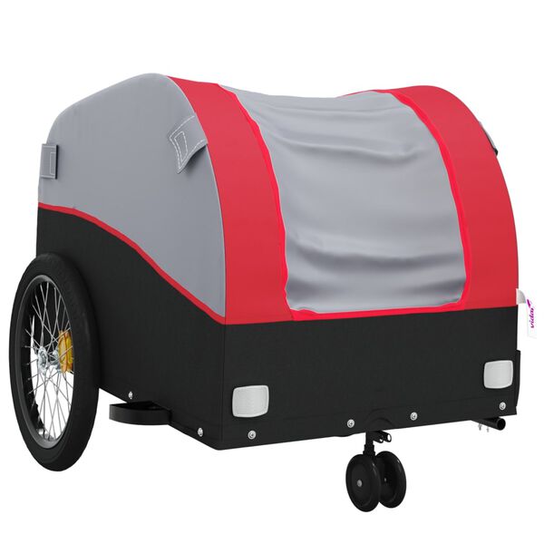vidaXL Reboque para bicicleta 30 kg ferro preto e vermelho