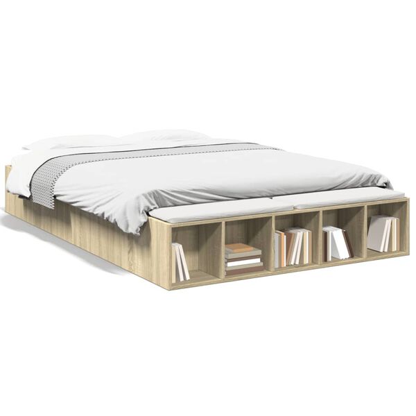 vidaXL Estrutura de cama 160x200 cm derivados madeira carvalho sonoma
