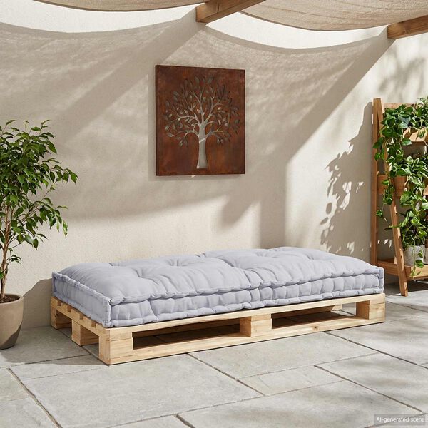 vidaXL Travesseiro para Sof&aacute; Pallet Cinzento 120 x 80 x 12 cm Tecido