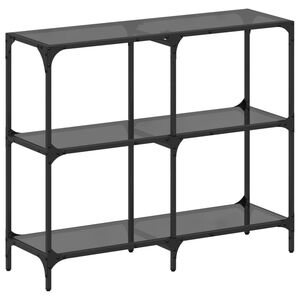 vidaXL Mesa consola com tampo em vidro preto 98x30x81 cm a&ccedil;o