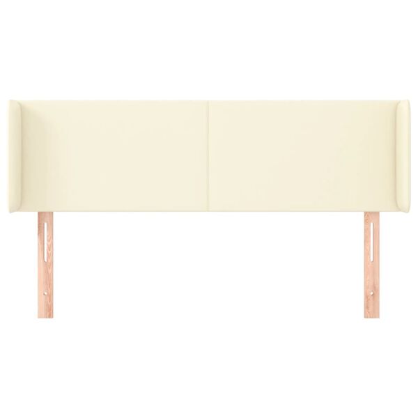 vidaXL Cabeceira de cama c/ abas couro artificial 147x16x78/88cm creme