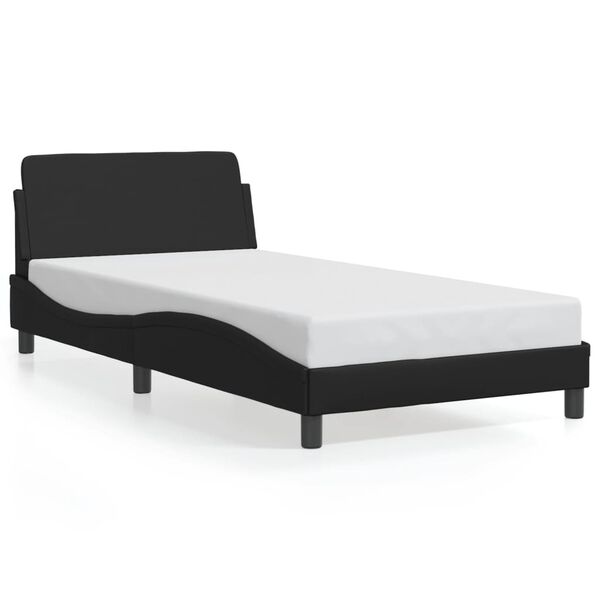 vidaXL Estrutura de cama Dover 100x203cm couro artificial preto
