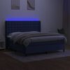 vidaXL Cama box spring c/ colch&atilde;o e LED 160x200 cm tecido azul