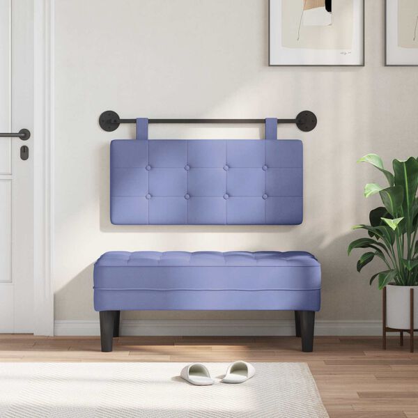 vidaXL Cabeceira Suspensa Azul Jeans 100 x 55 x 5 cm tecido