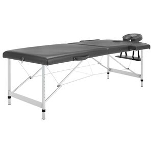 vidaXL Mesa massagens c/ 2 zonas estrutura alum&iacute;nio 186x68cm antracite
