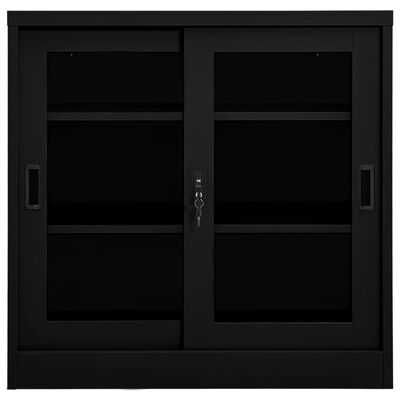 vidaXL Armário com porta deslizante aço 90x40x90 cm preto
