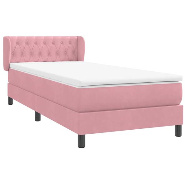 vidaXL Cama com molas/colch&atilde;o 80x220 cm veludo rosa