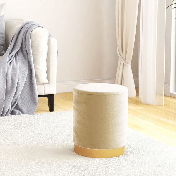 vidaXL Banqueta com arrumação redonda veludo 31 x 37 cm damasco