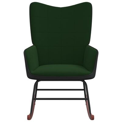 vidaXL Cadeira de baloiço PVC e veludo verde-escuro