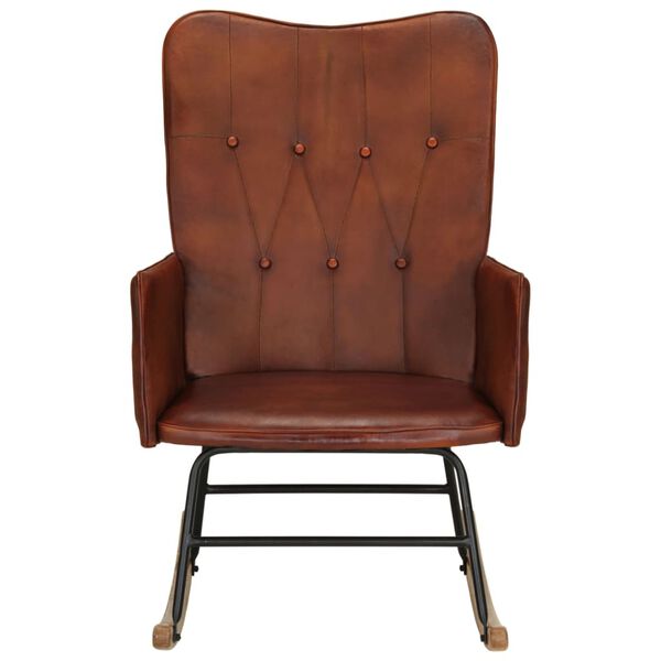 vidaXL Cadeira de baloi&ccedil;o couro genu&iacute;no castanho