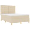 vidaXL Cama Box com colch&atilde;o com cabeceira Creme 160 x 200 cm tecido