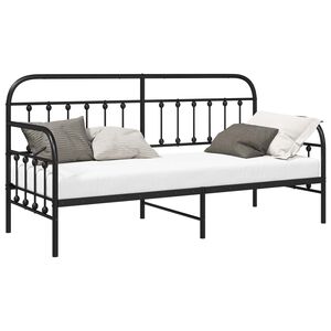vidaXL Estrutura de cama de dia Preto 80 x 200 cm A&ccedil;o revestido a p&oacute;