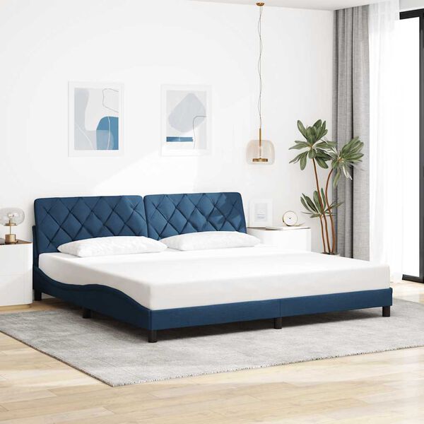 vidaXL Estrutura de cama sem colch&atilde;o 200x200 cm tecido azul