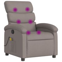 vidaXL Poltrona de massagens reclinável tecido cinzento-acastanhado