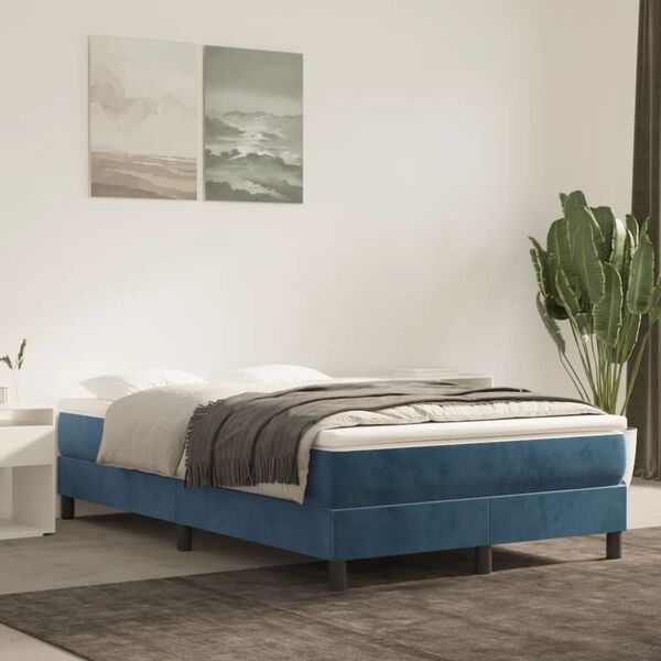 vidaXL Estrutura de cama com molas 120x200 cm veludo azul