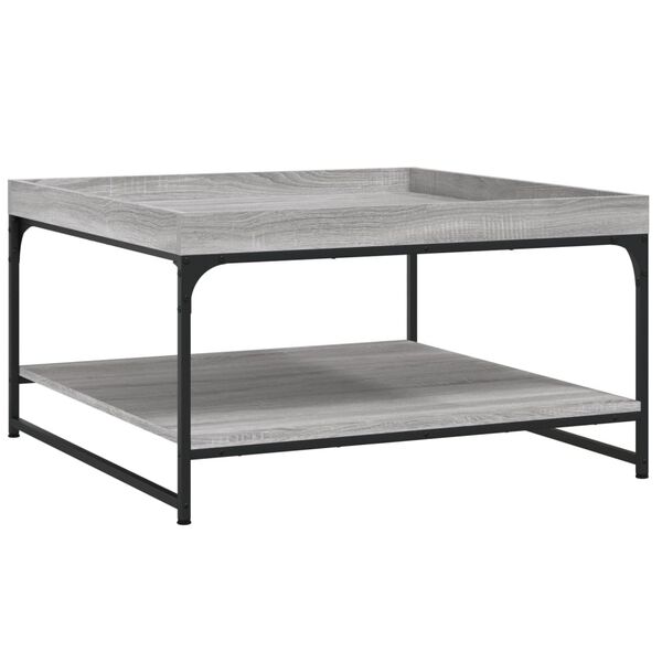 vidaXL Mesa de centro 80x80x45 cm derivados madeira/ferro cinza sonoma