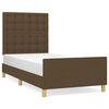 vidaXL Estrutura de cama c/ cabeceira 90x190 cm tecido castanho-escuro