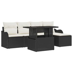 vidaXL Conjunto de Assentos para Exterior 6 pcs Preto Rattan Sint&eacute;tico