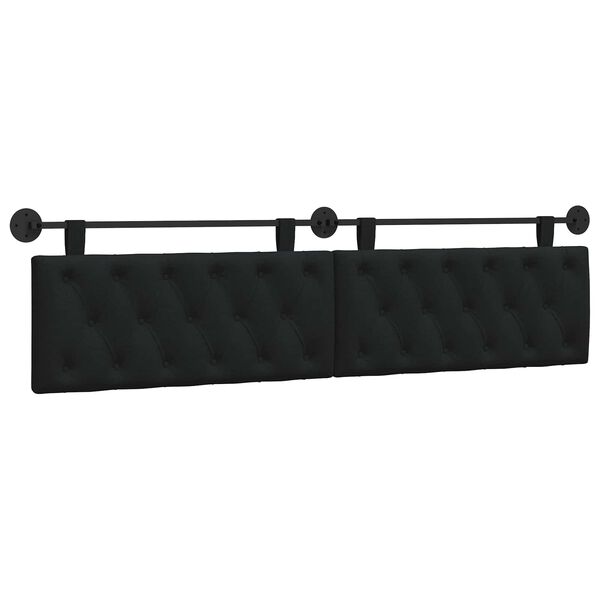 vidaXL Cabeceira Suspensa Preto 210 x 55 x 7 cm tecido