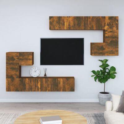 vidaXL Móvel p/ TV de parede madeira processada cor carvalho fumado