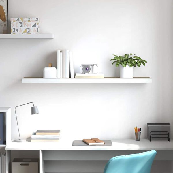vidaXL Prateleira parede suspensa 120x23,5x3,8cm MDF carvalho e branco
