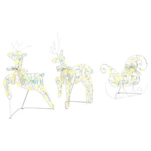 vidaXL Renard LED com 60 LEDs 3 pcs Branco quente PET