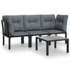 vidaXL 4 pcs conjunto lounge de jardim vime PE preto e cinzento