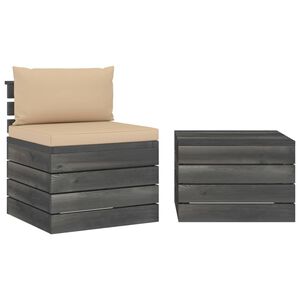 vidaXL 2 pcs conjunto lounge de paletes com almofad&otilde;es pinho maci&ccedil;o