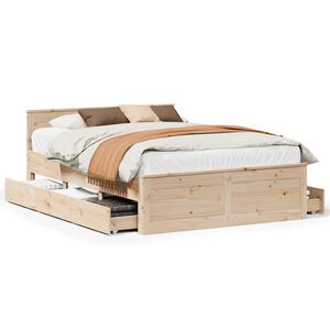 vidaXL Cama sem colch&atilde;o com cabeceira 140x190 cm pinho maci&ccedil;o