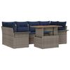 vidaXL Conjunto de Sof&aacute; de Jardim 7 unid. cinzento e azul marinho