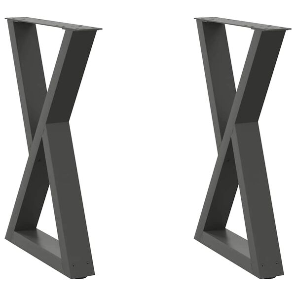 vidaXL P&eacute;s para mesa de jantar 2 pe&ccedil;as antracite 60x(72-73,3) cm a&ccedil;o