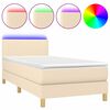 vidaXL Cama box spring c/ colch&atilde;o e LED 90x200 cm tecido cor creme
