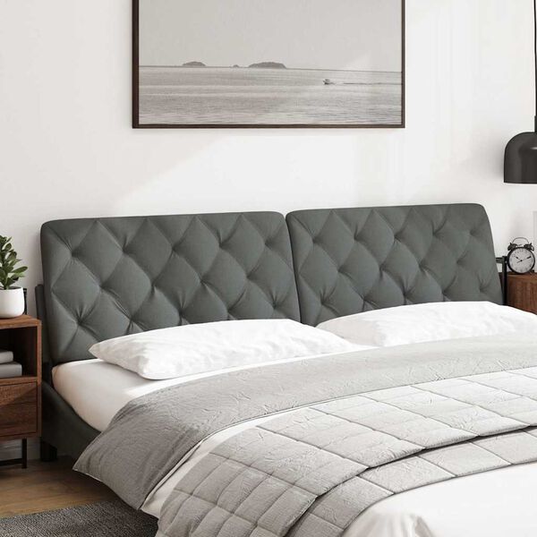 vidaXL Almofad&atilde;o de cabeceira 200 cm tecido cinzento-escuro