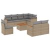 vidaXL 9 pcs conjunto de sof&aacute;s p/ jardim com almofad&otilde;es vime PE bege