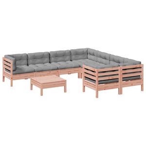 vidaXL 9 pcs conj. sof&aacute;s jardim c/ almofad&otilde;es madeira abeto-de-douglas