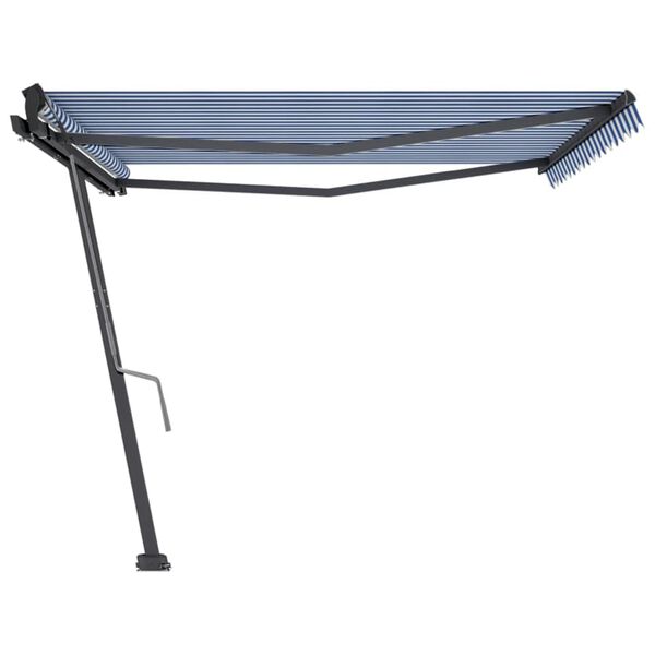 vidaXL Toldo retrátil manual independente 400x350 cm azul e branco