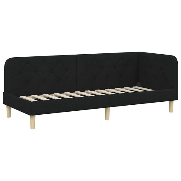 vidaXL Estrutura de Cama de Canto Preto 80 x 200 cm tecido