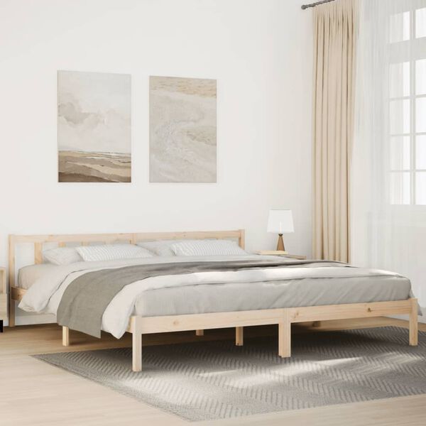 vidaXL Cama extra longa sem colchão 200x210 cm madeira de pinho maciça