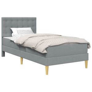 vidaXL Estrutura de cama com colch&atilde;o Cinzento-claro 90 x 190 cm tecido
