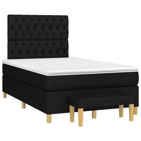 vidaXL Cama boxspring com colch&atilde;o 120x190 cm tecido preto