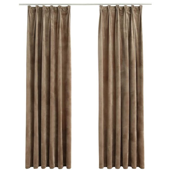 vidaXL Cortinas blackout com ganchos 2 pcs 140x225 cm veludo bege