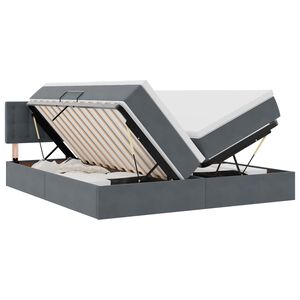 vidaXL Cama com Armazenamento com colch&atilde;o Cinza Escuro 90 x 200 cm
