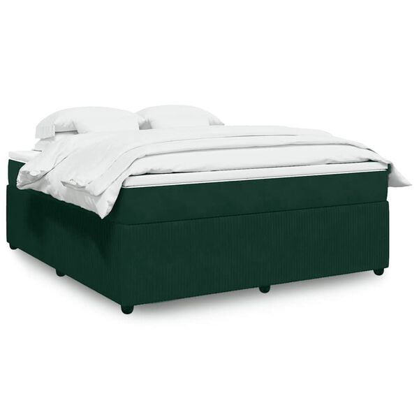 vidaXL Cama com molas/colch&atilde;o 180x200 cm veludo verde-escuro