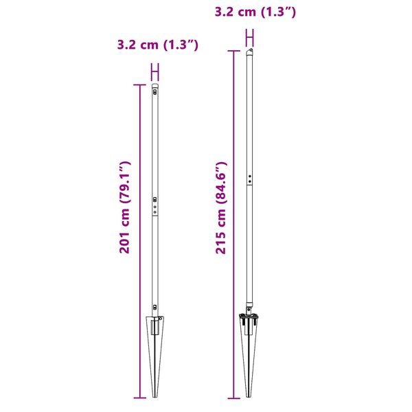 vidaXL Poste de Cerca Outros 26 pcs Cinzeto 3,2 x 3,2 x 170 cm Aço