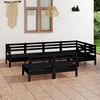vidaXL 7 pcs conjunto lounge de jardim pinho maci&ccedil;o preto