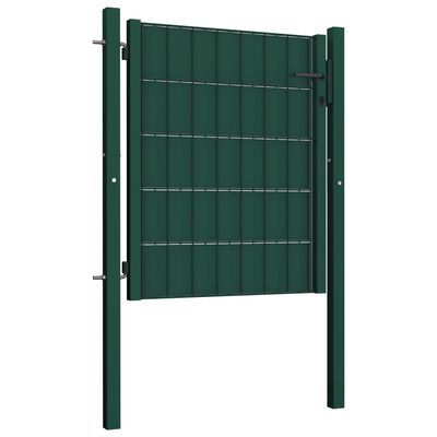 vidaXL Portão de cerca 100x101 cm PVC e aço verde