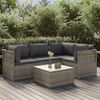 vidaXL 5 pcs conjunto lounge de jardim c/ almofad&otilde;es vime PE cinzento