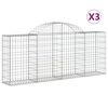 vidaXL Cestos gabião arqueados 3 pcs 200x30x80/100cm ferro galvanizado