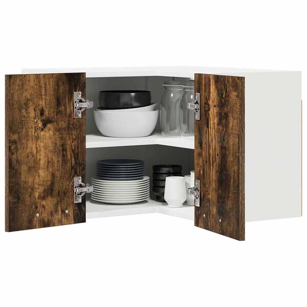 vidaXL Arm&aacute;rio suspenso Carvalho Defumado e Branco 57 x 57 x 40 cm