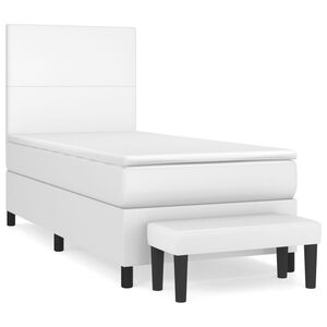 vidaXL Cama com molas/colch&atilde;o 100x200 cm couro artificial branco